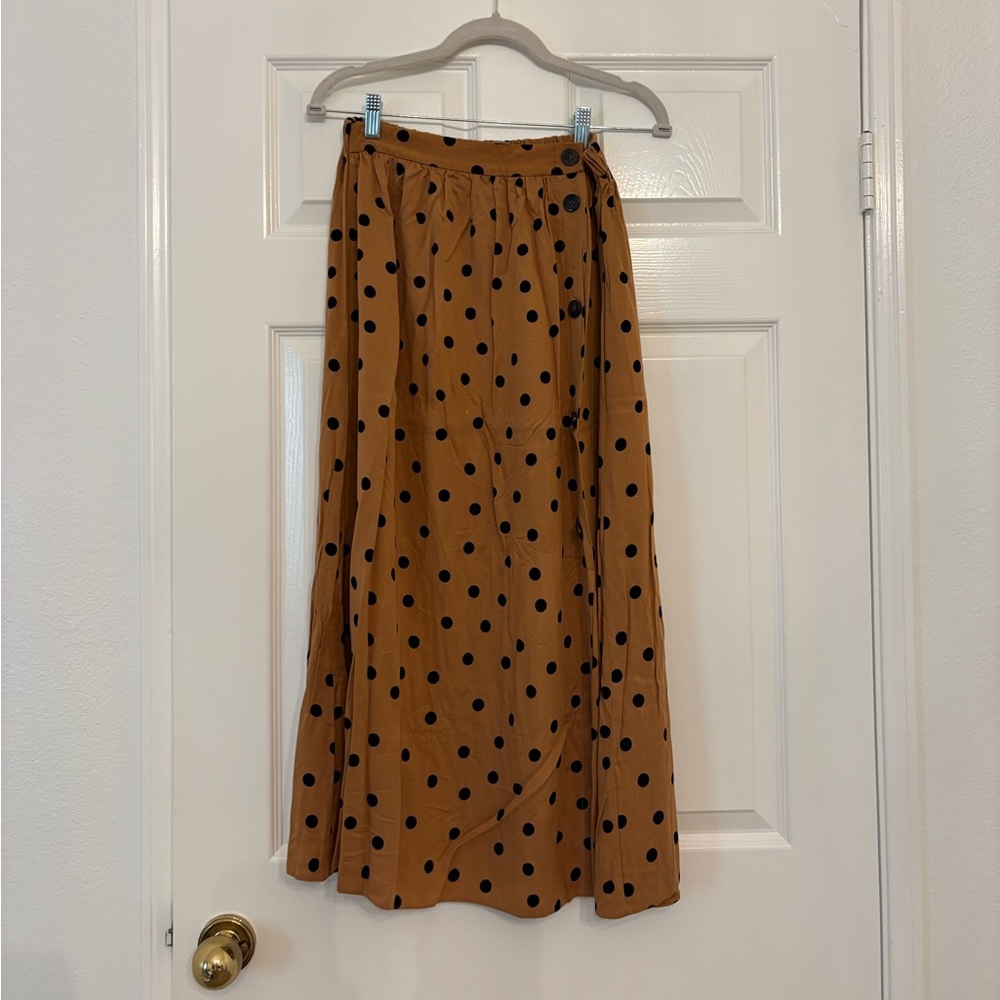ASOS Brown and Black Polka Dot A-Line Skirt